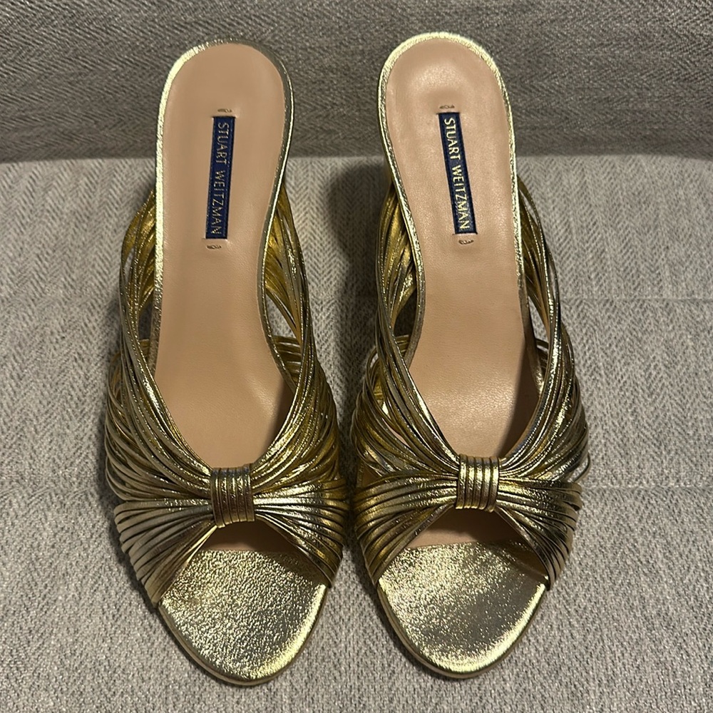 Stuart Weitzman Gold Strap Sandal